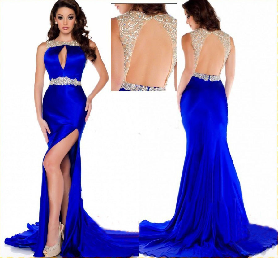 Royal Blue Prom Dress Mermaid Prom Dress Satin Prom Gown Backless Prom Dresses Sexy Evening