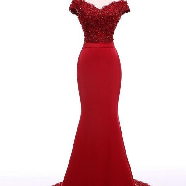 red floor length gowns